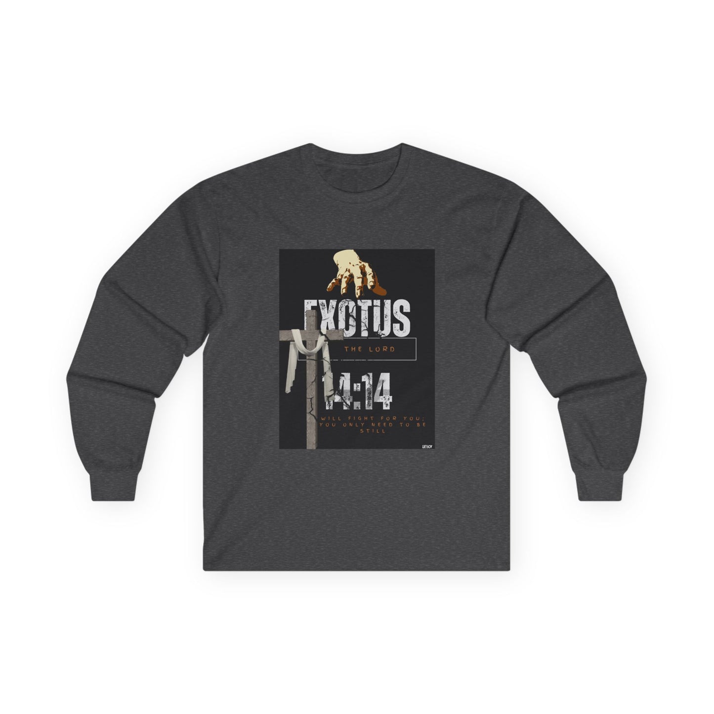 EXOTUS/ Long Sleeve Tee, Unisex Ultra Cotton, Biblical Apparel, Exodus 14:14, Christian Gift, Spiritual Fashion, Inspirational Shirt