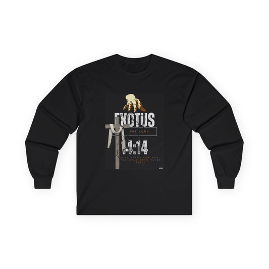 EXOTUS/ Long Sleeve Tee, Unisex Ultra Cotton, Biblical Apparel, Exodus 14:14, Christian Gift, Spiritual Fashion, Inspirational Shirt